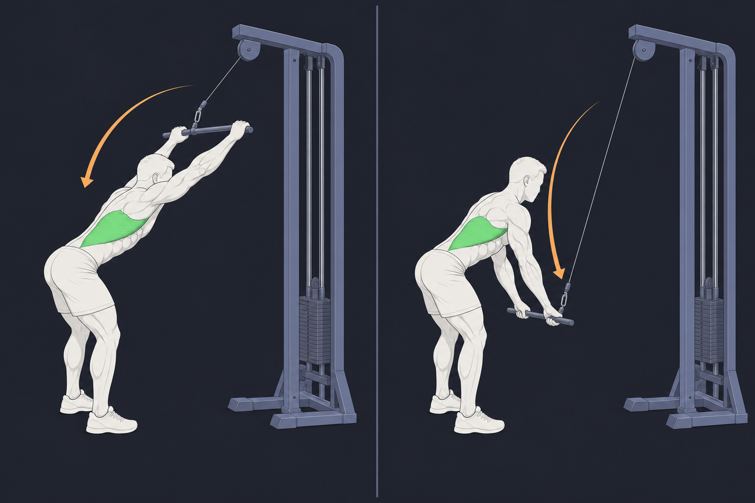 6. Straight-Arm Pulldown — start and finish position