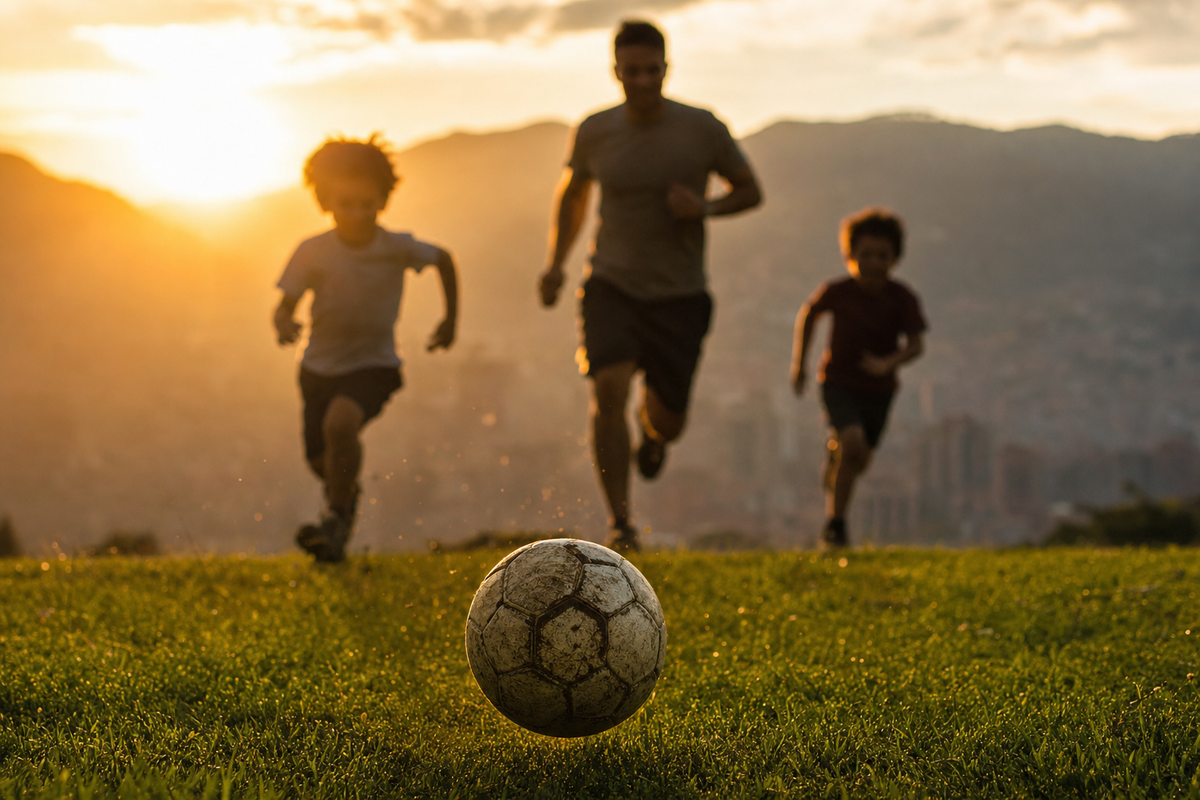 Fútbol en Medellín al atardecer — Life