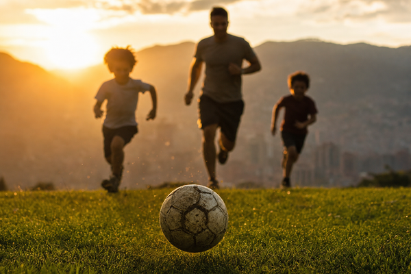 Fútbol en Medellín al atardecer — Life