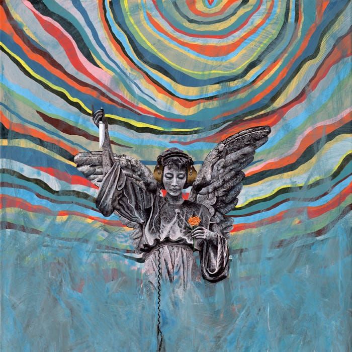 The cover art to Motion City Soundtrack's "The Same Old Wasted Wonderful World", which depicts a statue of an angel edited to be wearing headphones and holding a rose and a knife