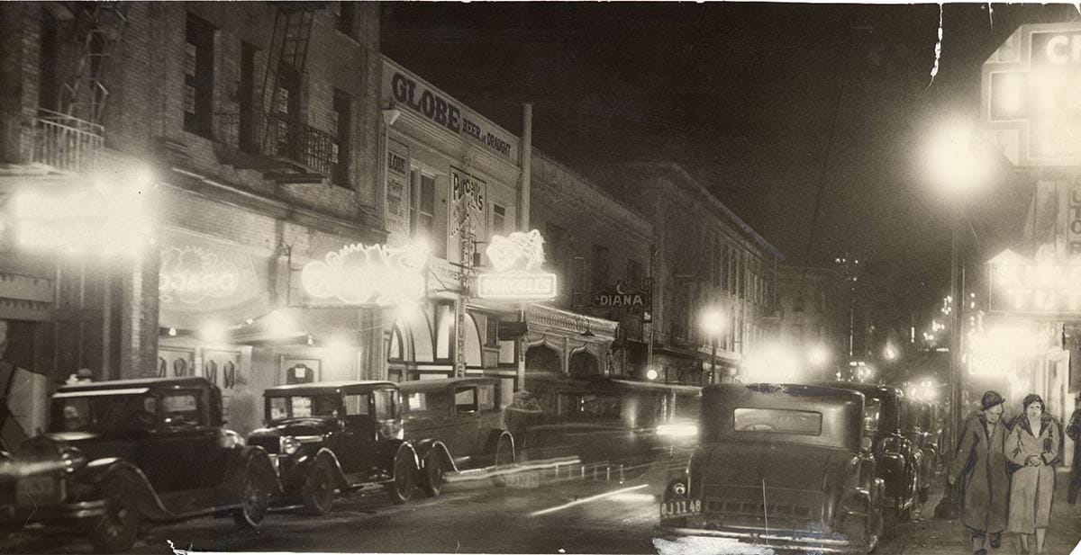 red light district of Pacific Avenue in the 1930s
