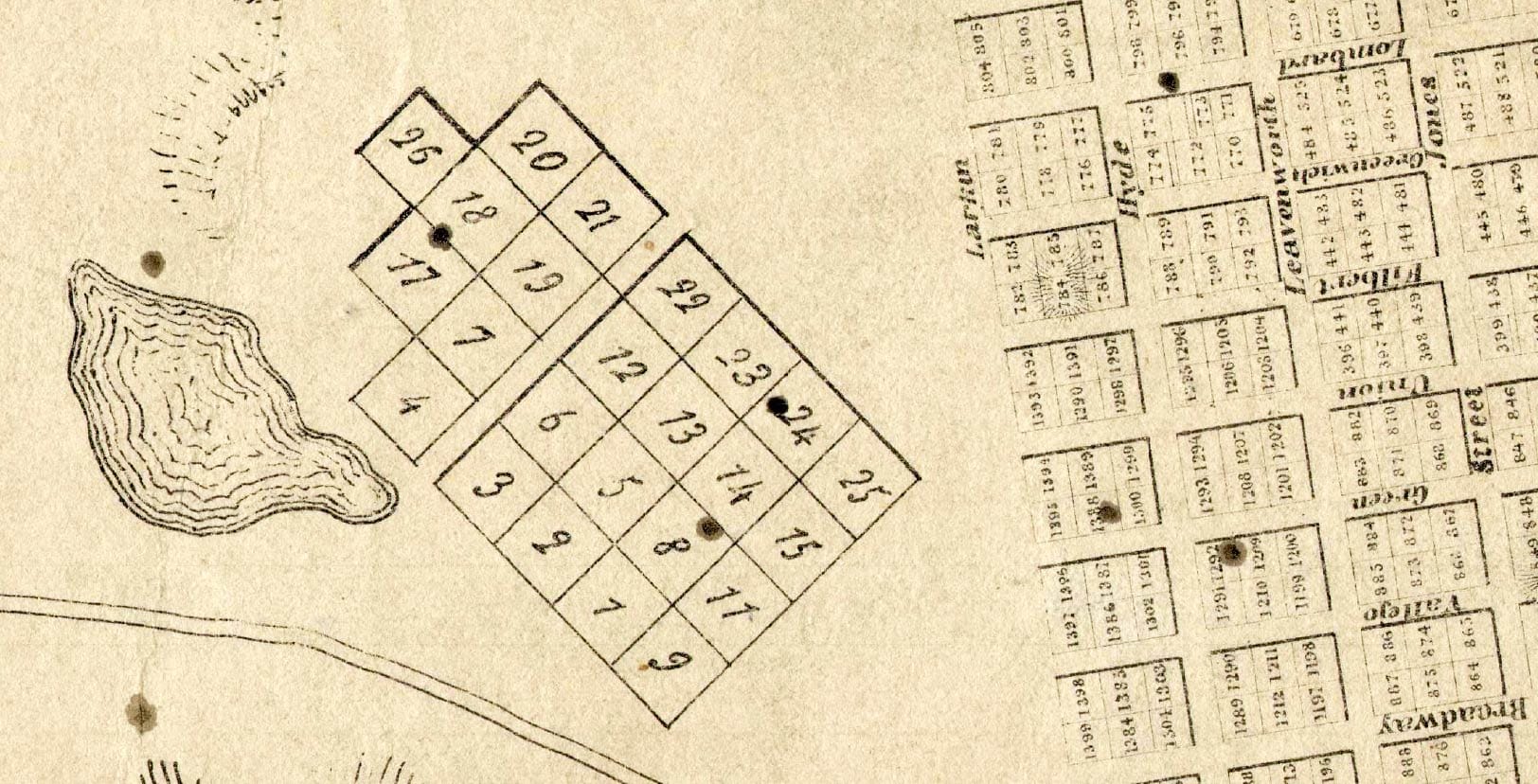 1853 map of Laguna Survey in San Francisco