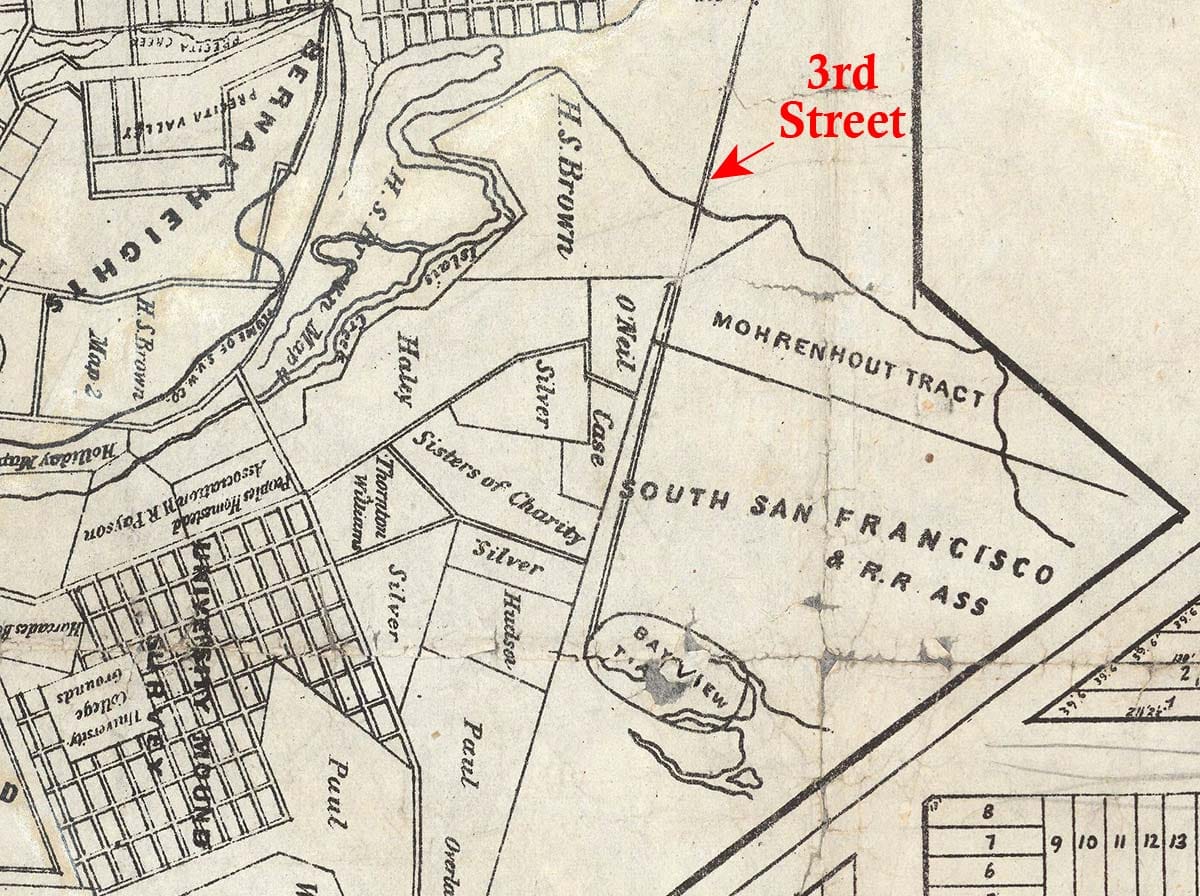 1860s map of southeast San Francisco