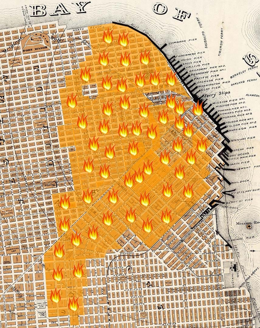 map of fire after 1906 earthquake