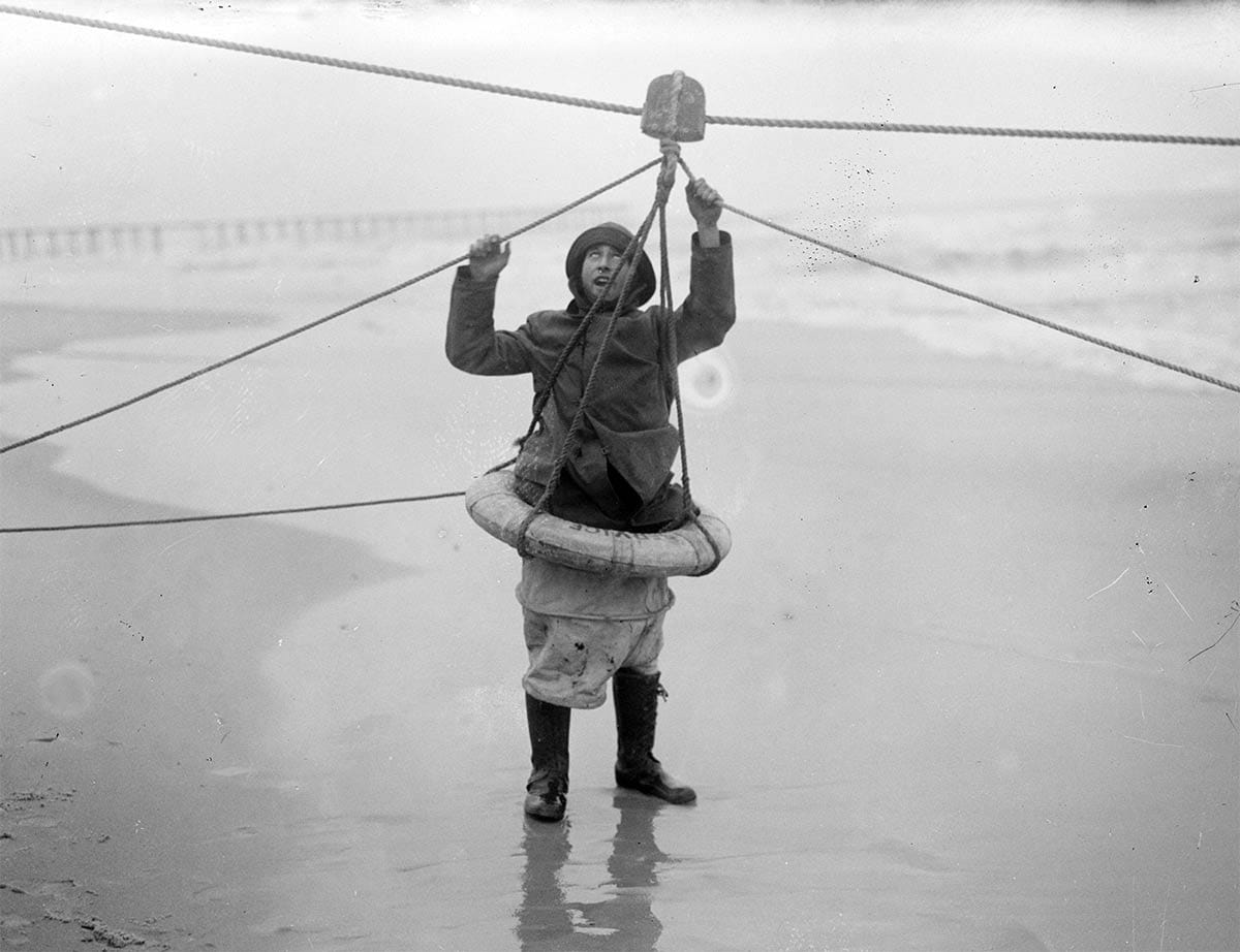 Man showing off breeches buoy