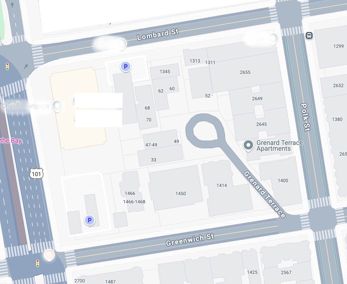 Map showing Grenard Terrace in San Francisco