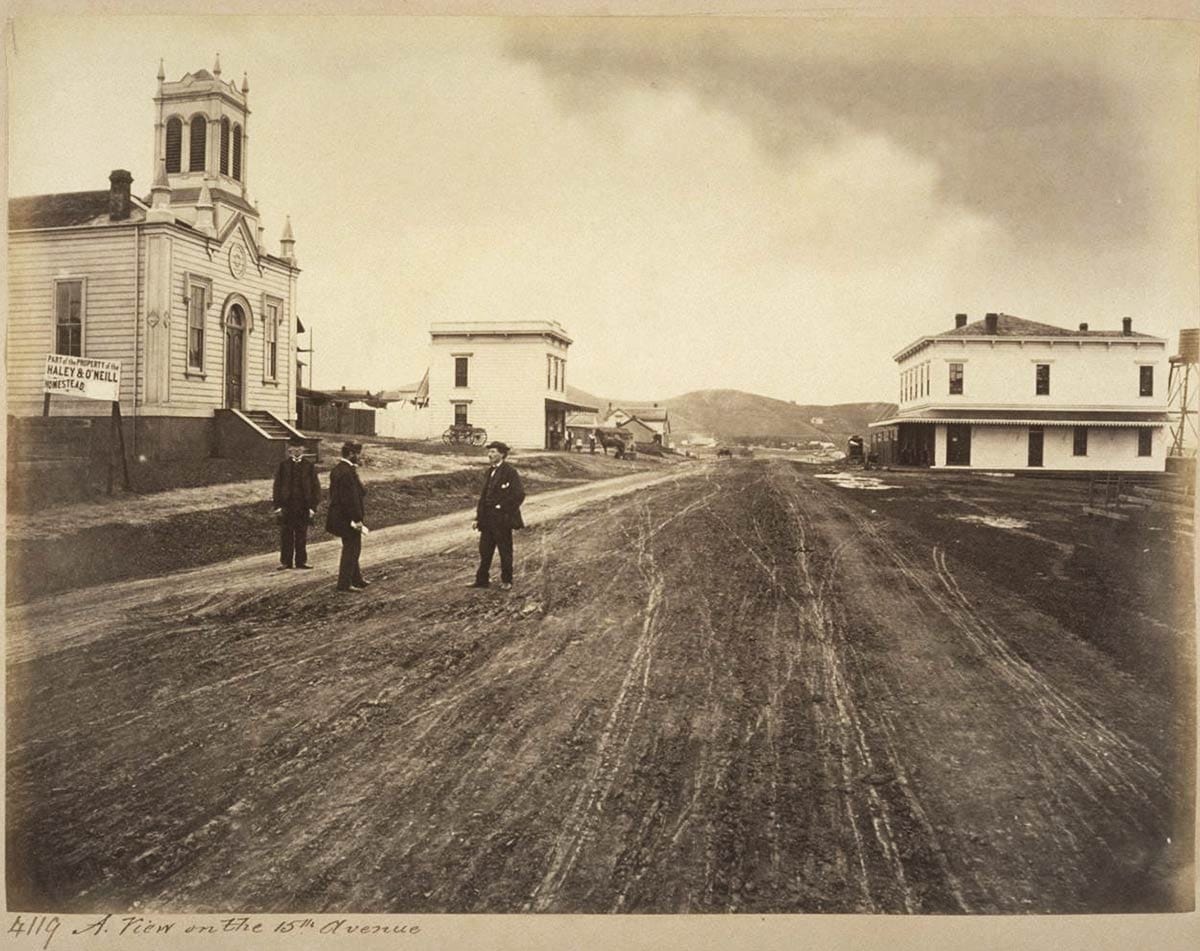 people standing on Oakdale Avenue in 1869