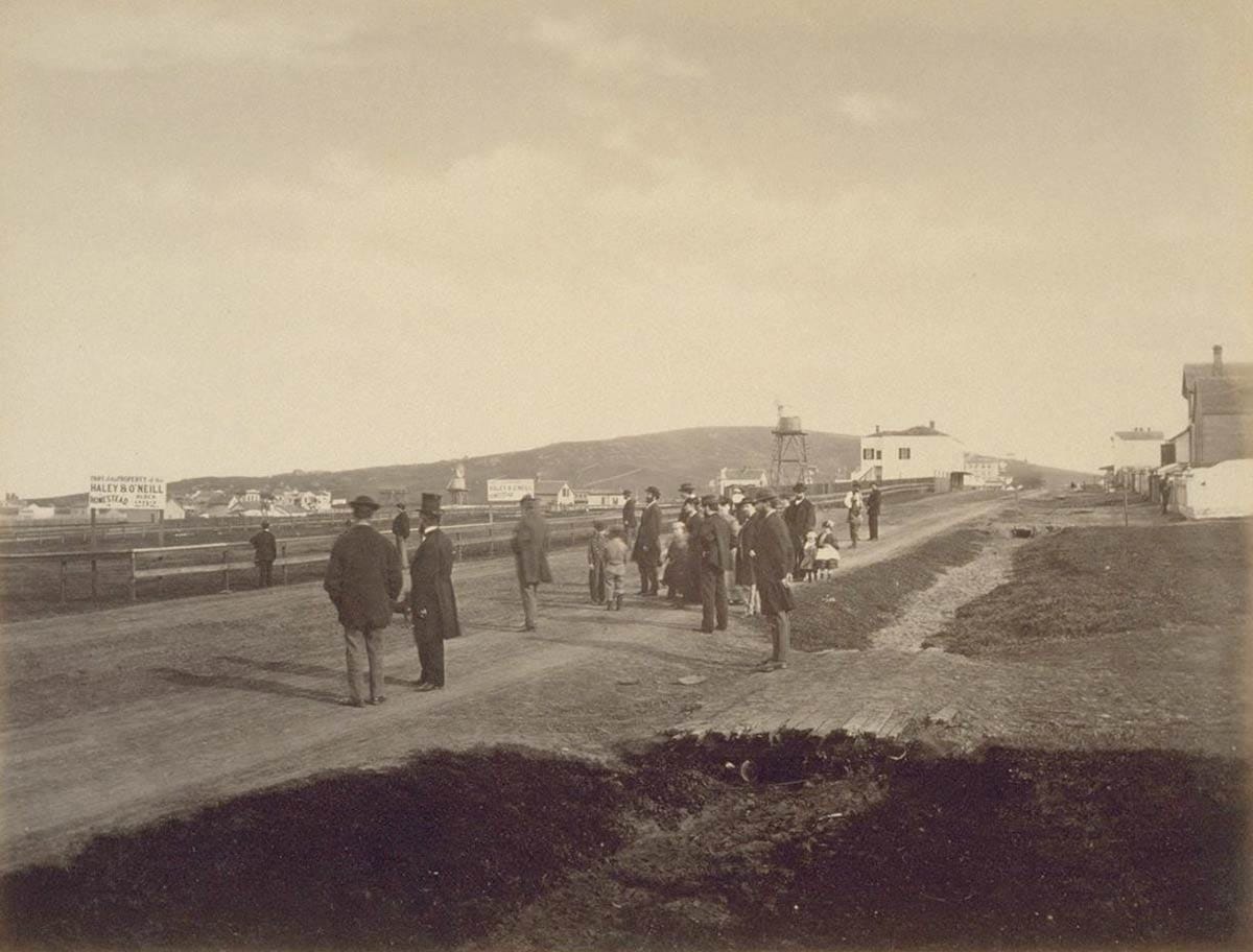 people standing on Oakdale Avenue in 1869