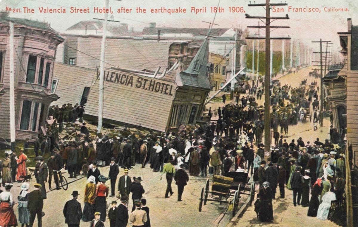 postcard view of collapsed hotel