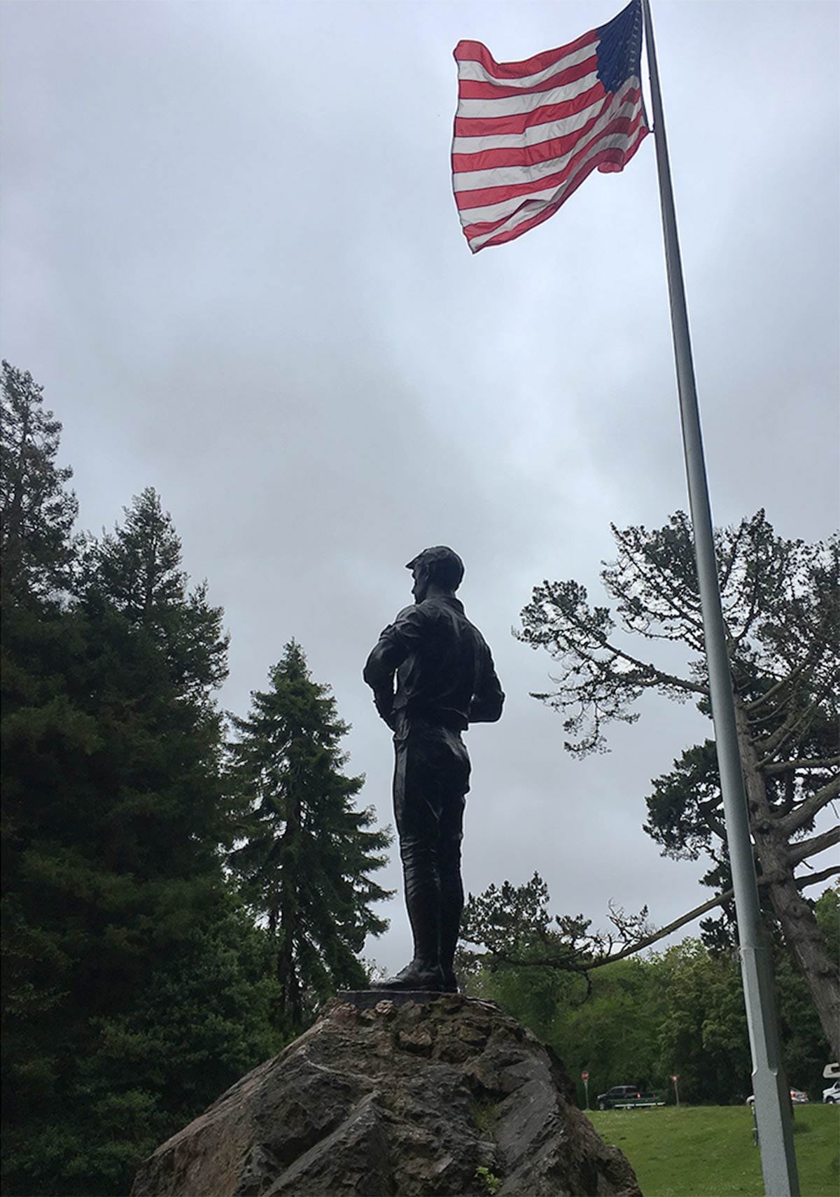 Doughboy Statue with flag