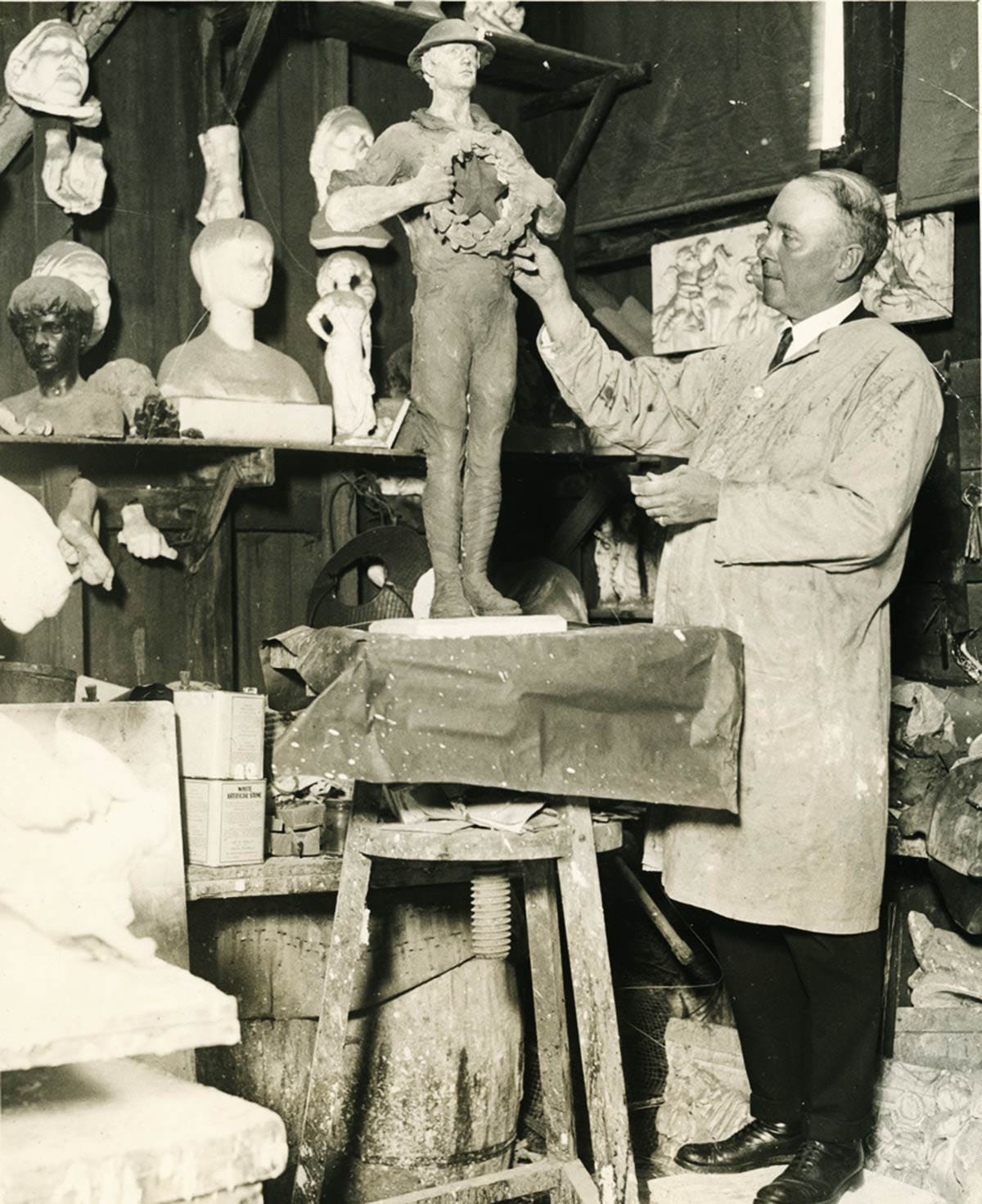 Artist M. Earl Cummings in his studio