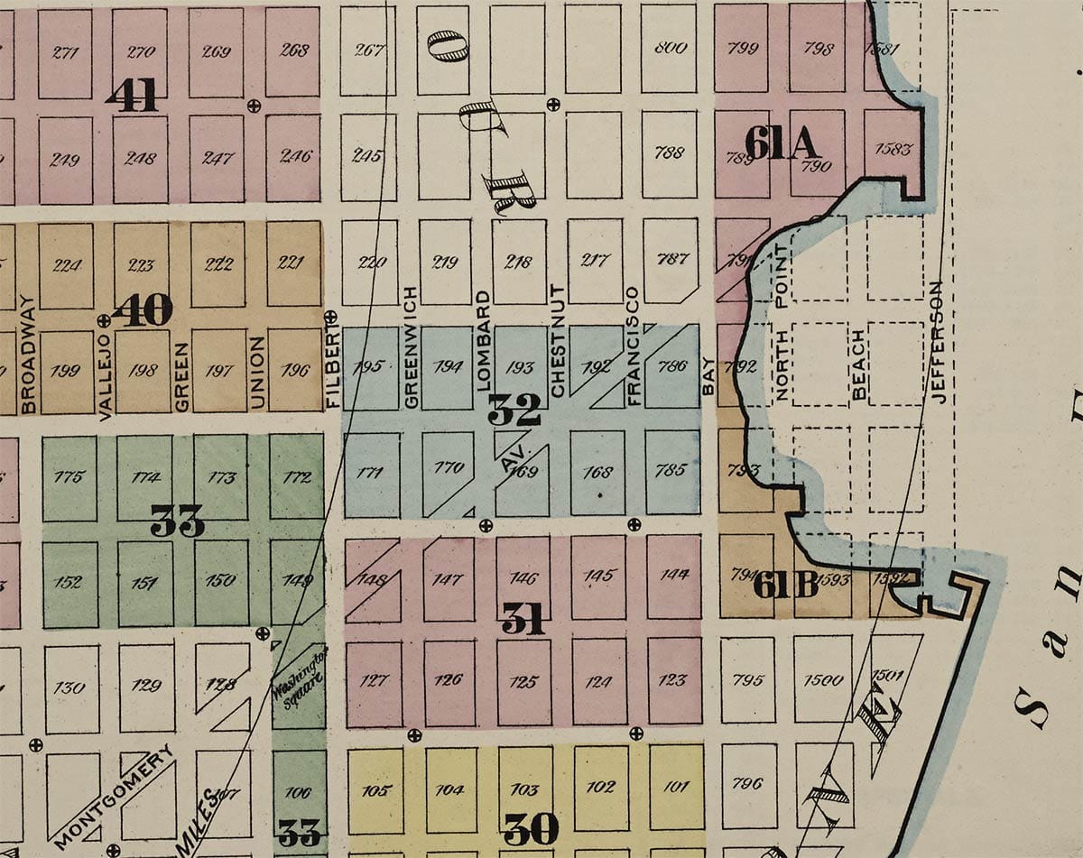 Detail of North Beach on fire insurance map