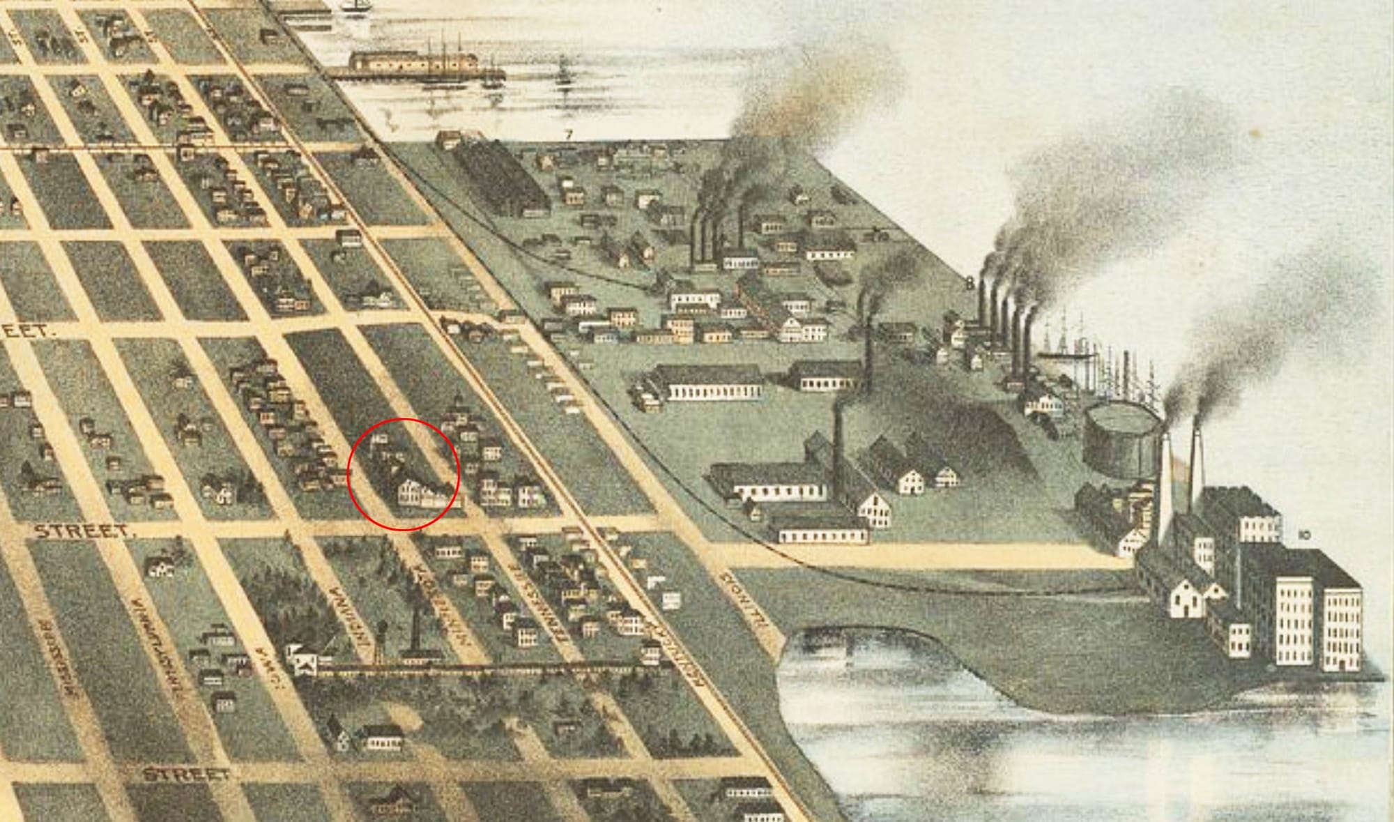 Lithograph of Potrero Point in 1892