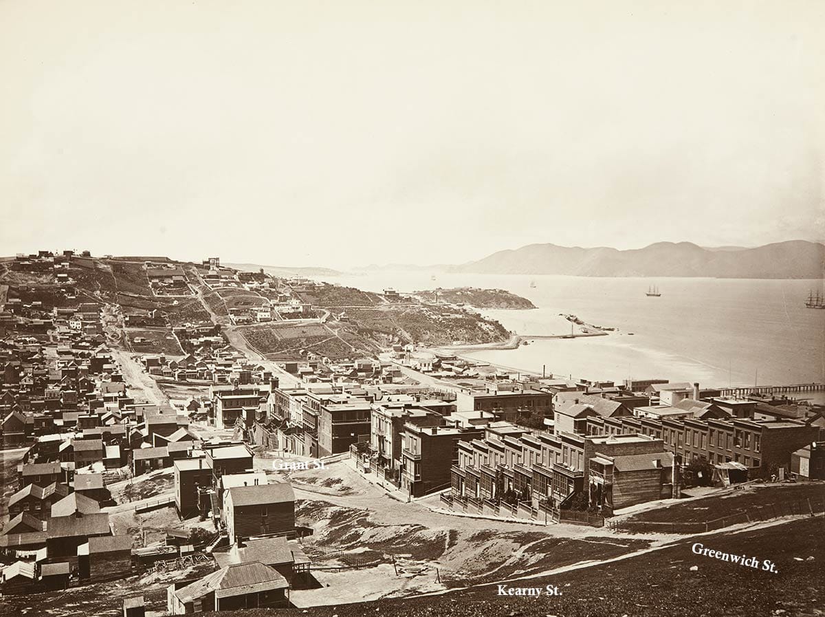 View to Golden Gate from Telegraph Hill in the 1860s.