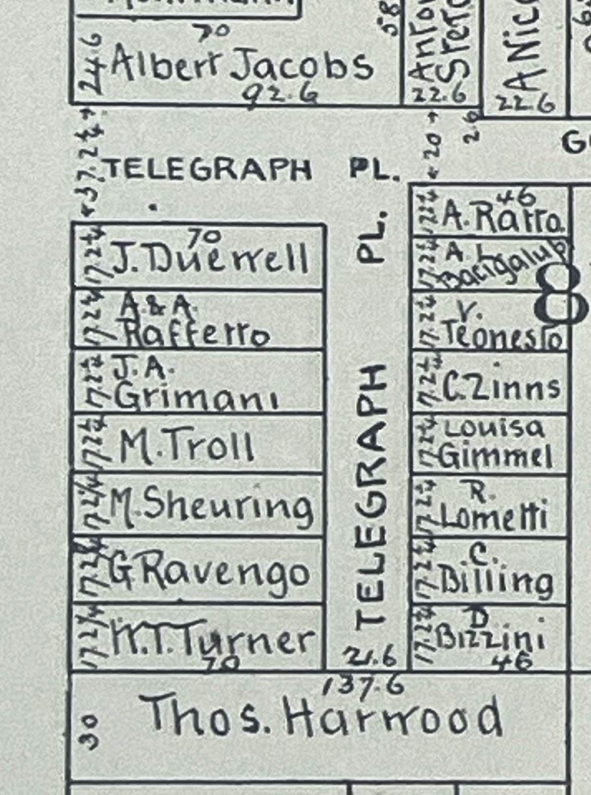 1894 block book of Telegraph Place