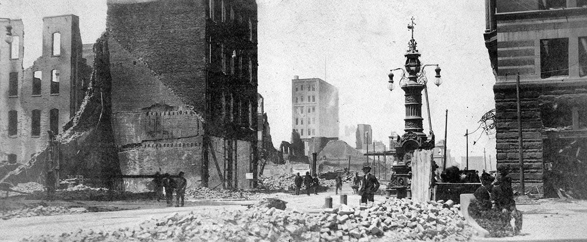 Lotta's Fountain after 1906 earthquake