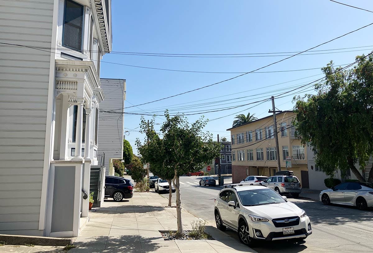 View east on 27th Street to Dolores Street in 2025