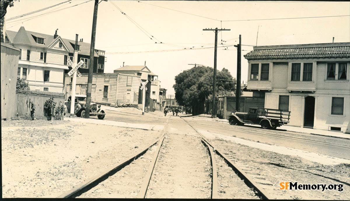 Guerrero Street with Juri Commons in distance in 1942.