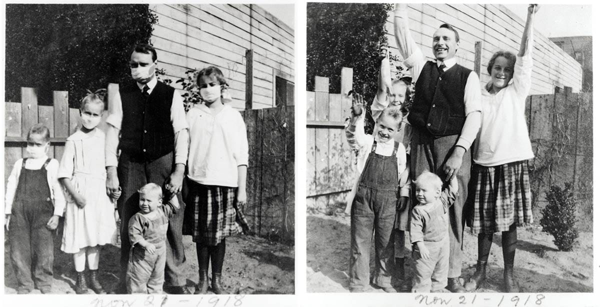 Flu masked family