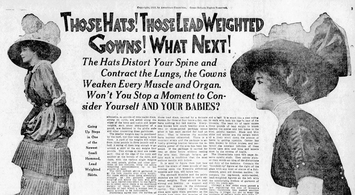Newspaper article on dangers of big hats