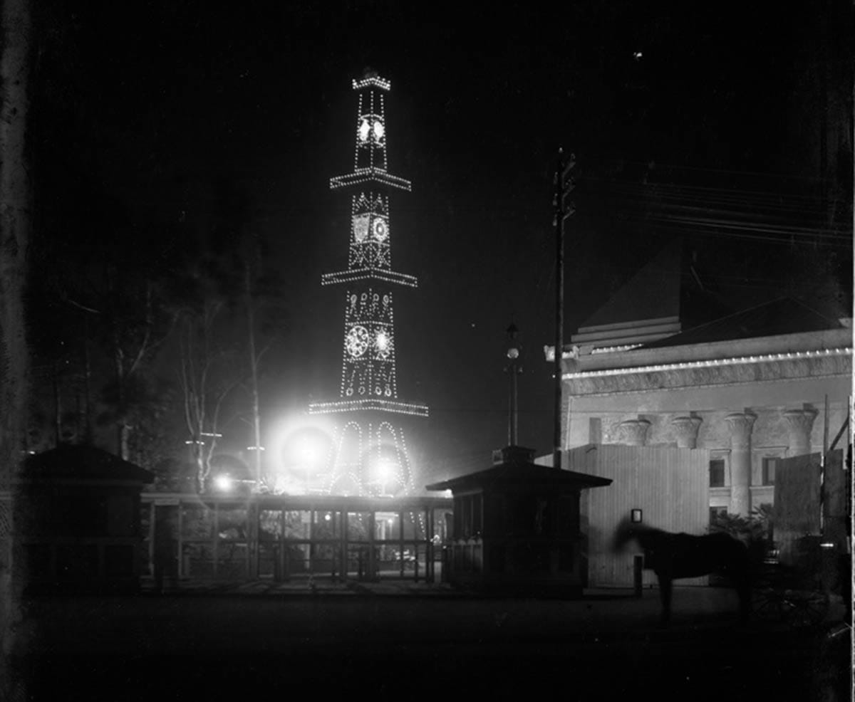 Electric Tower lit up
