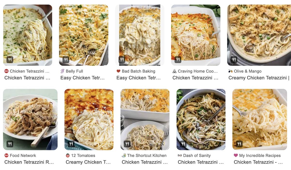 Images of Chicken Tetrazzini recipes