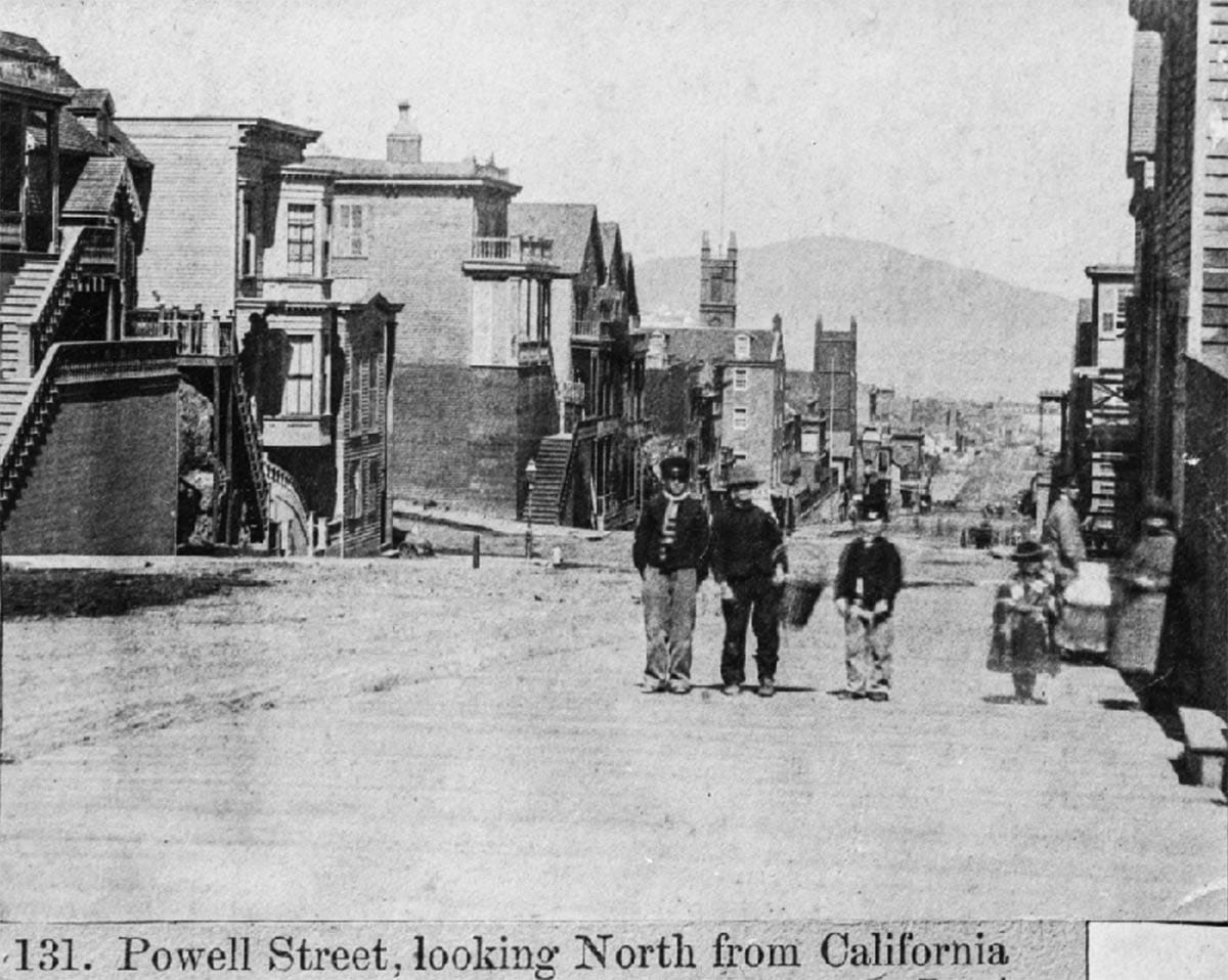 Boys on Powell Street in 1860s