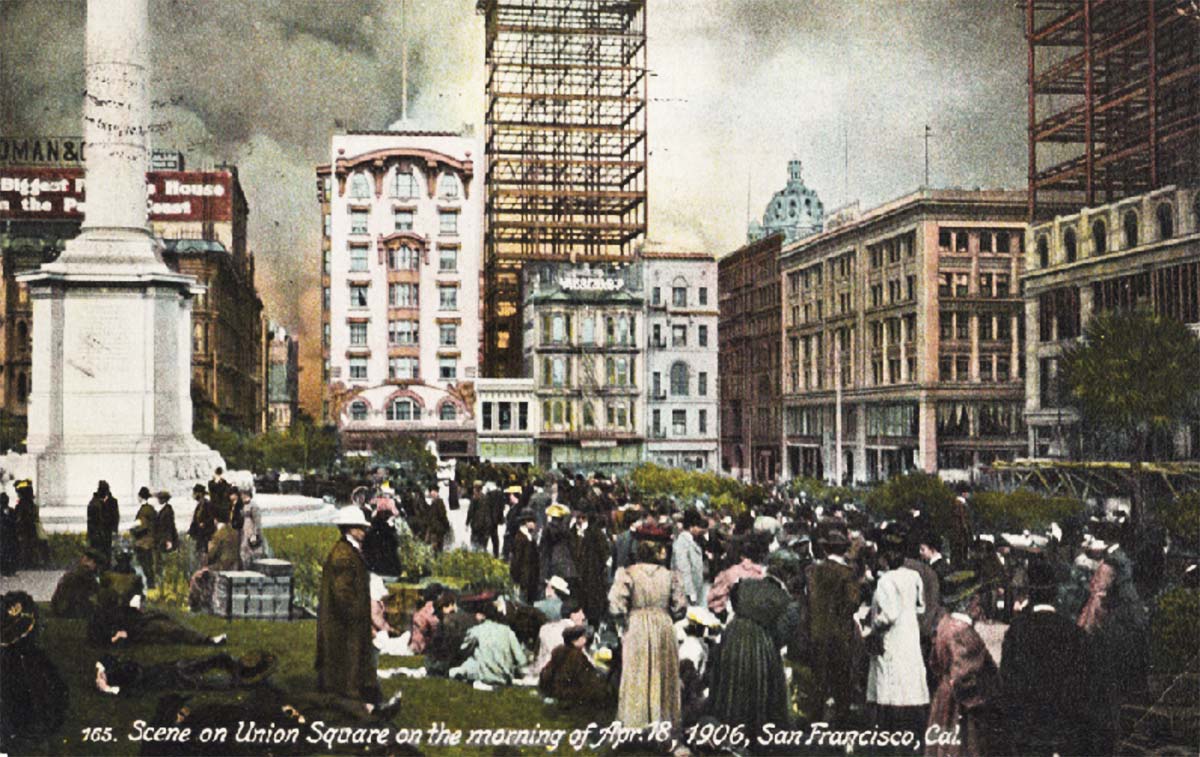 Postcard of Union Square on April 18, 1906