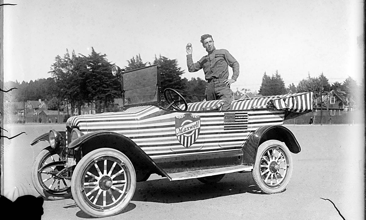 Eddie Conrad in Maxwell car in 1917.