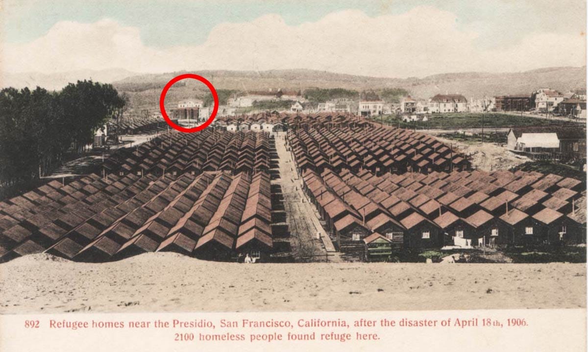 Postcard of earthquake relief camp