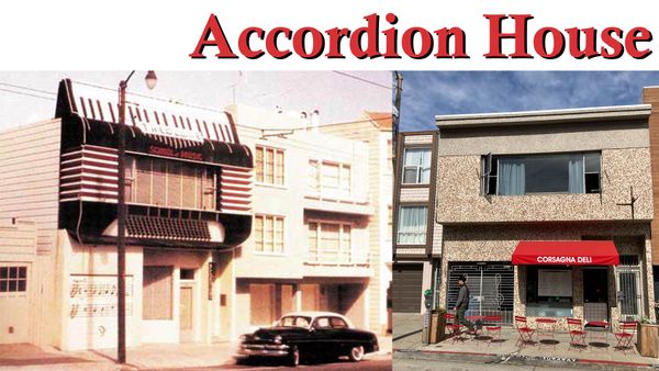 Accordion sign on building
