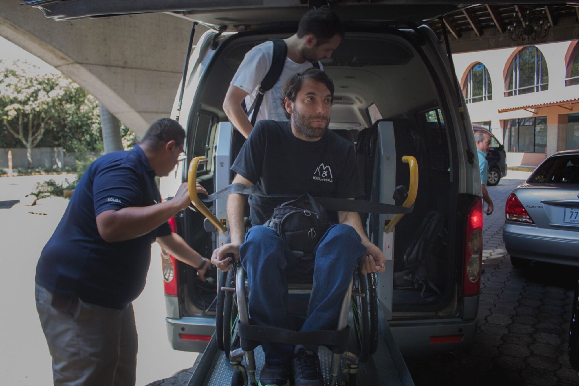 Wheelchair-user loading into an adapted van
