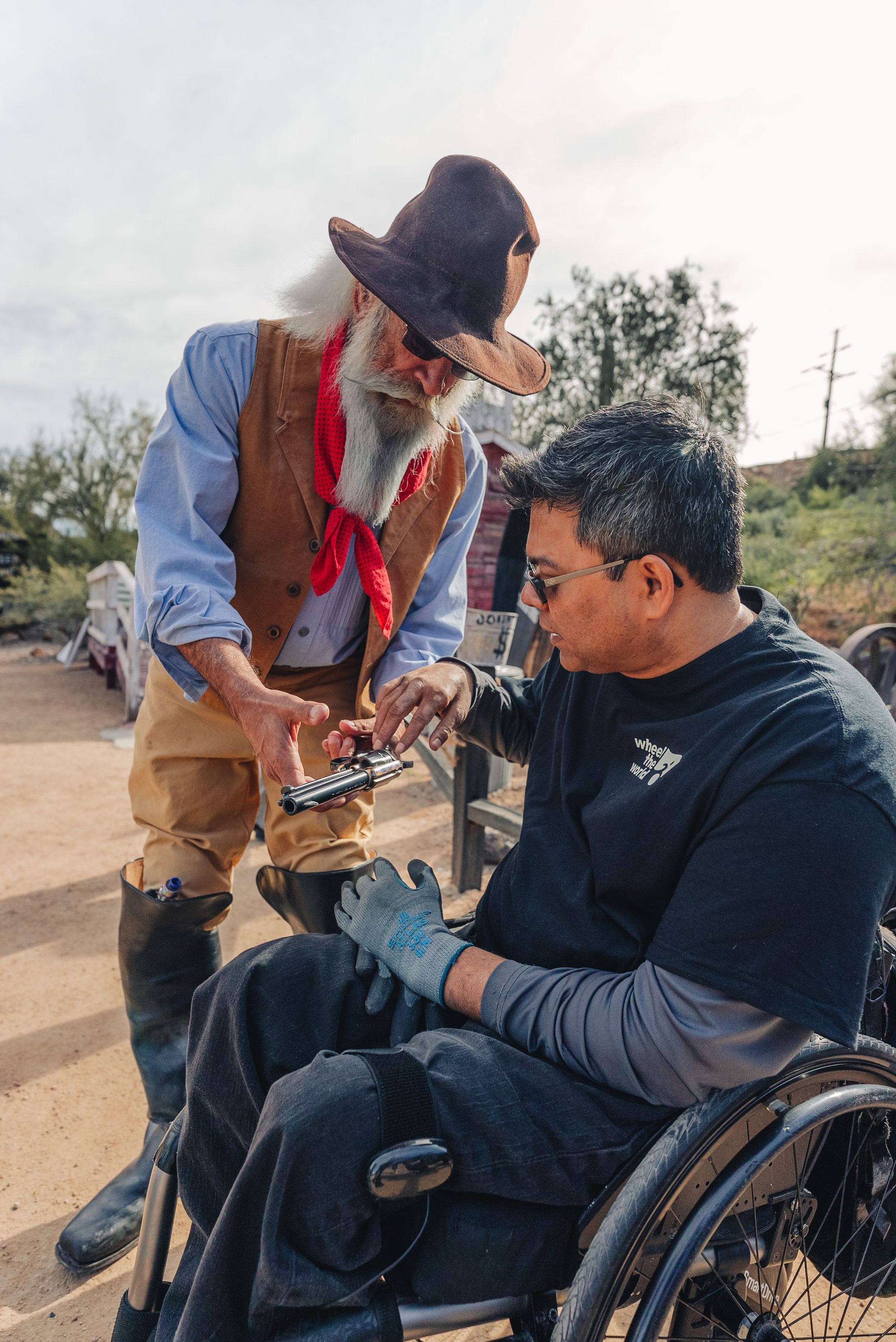 Disabled man at the interactive Goldfield Ghost Town 
