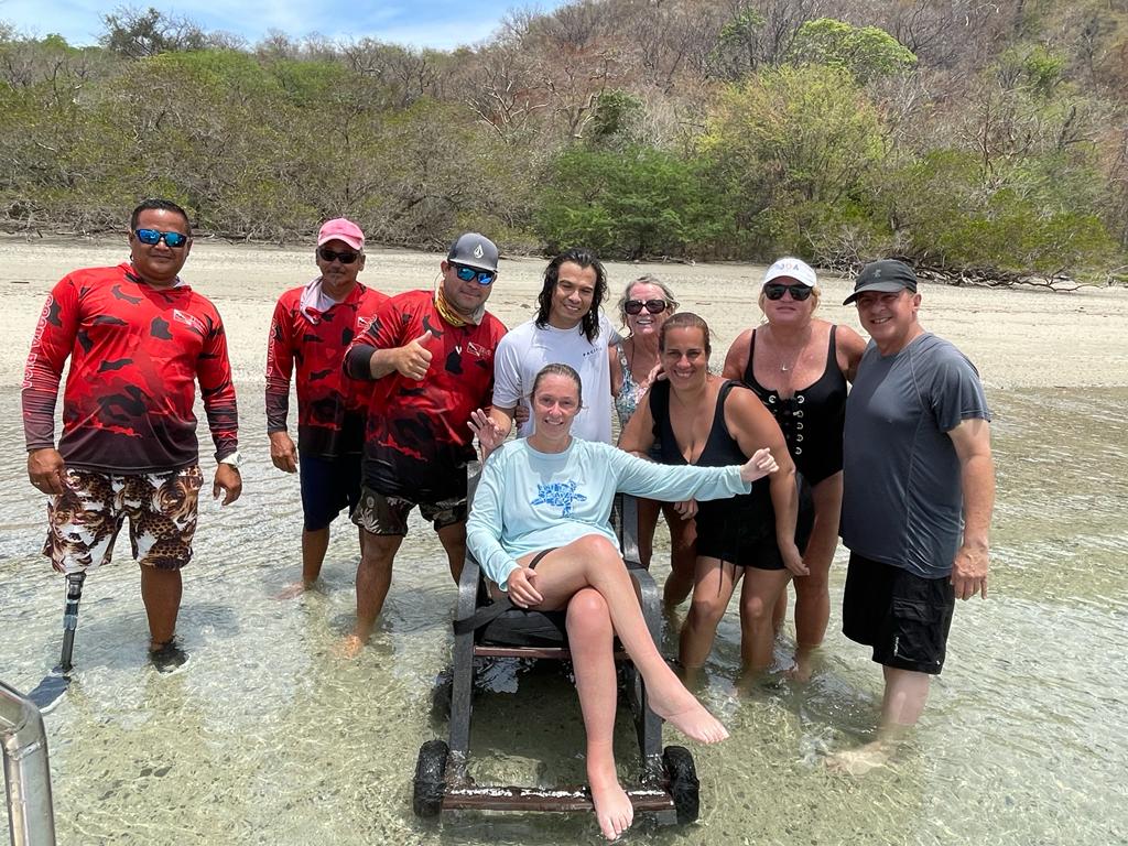 On the beach in a wheelchair