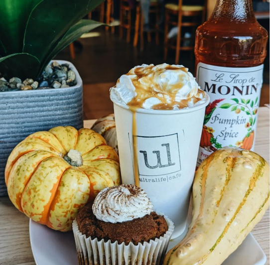 Coffee drink and pastry at Ultralife Cafe & Coffee in Newport, Oregon