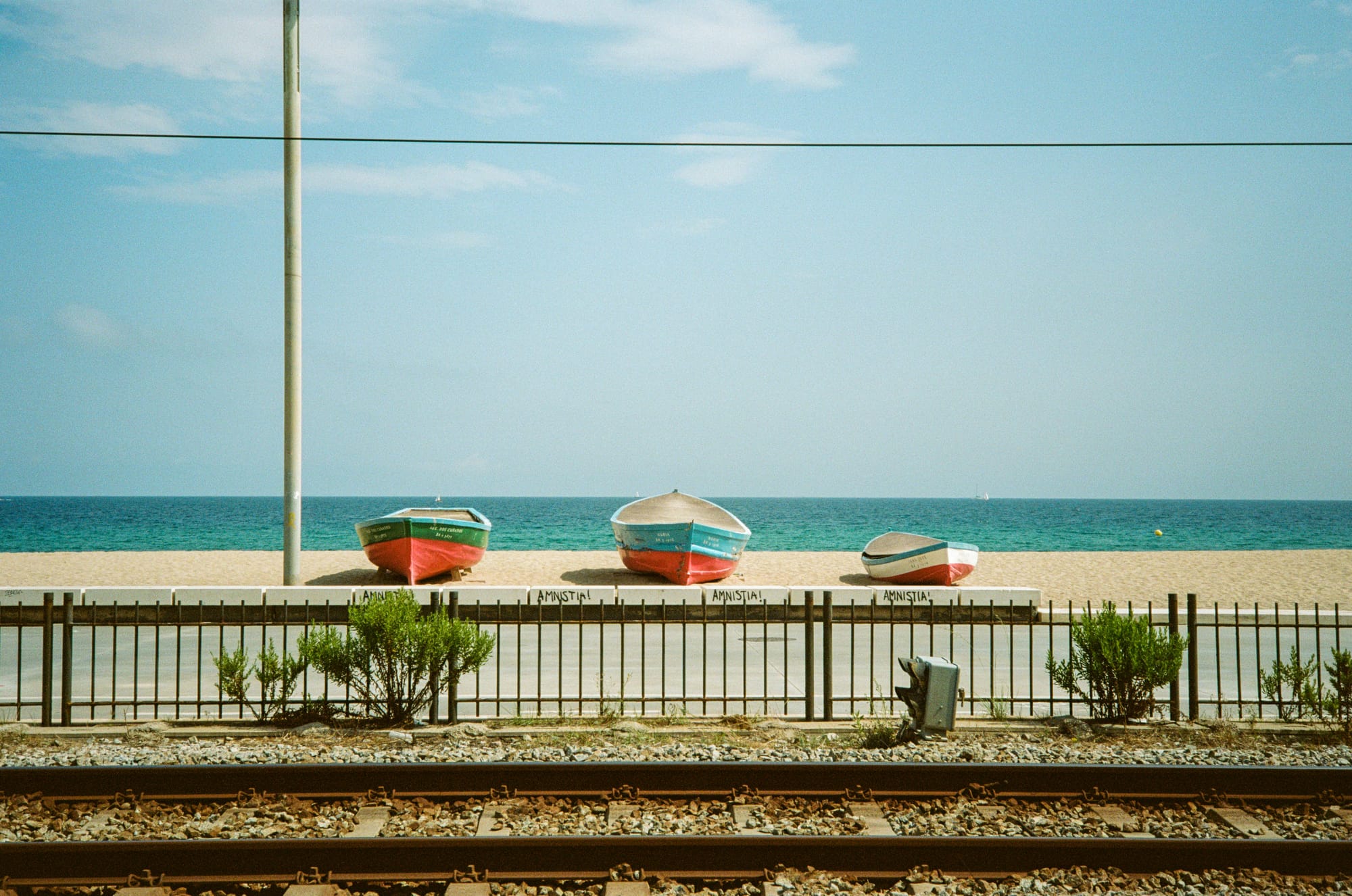 Boats in a beach in Badalona