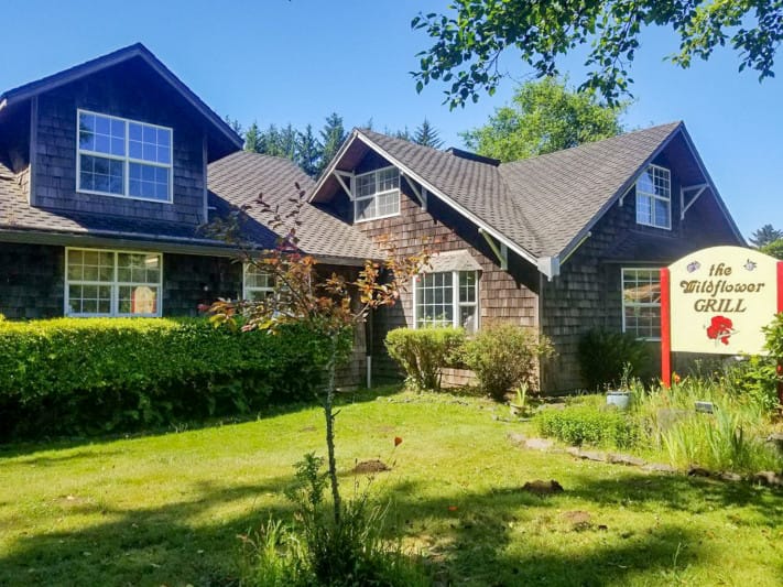 The Wild Flower Grill in nature gardens in Lincoln City, Oregon