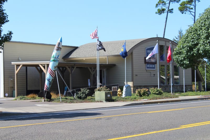 Outside of Oregon Coast Military Museum in Florence, OR
