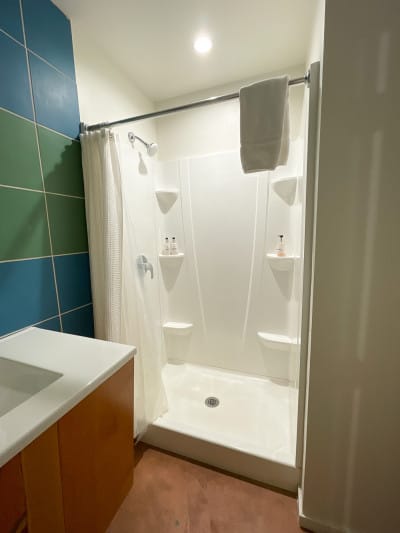 Roll-in shower at The Downtown Clifton Hotel