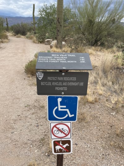 Disabled access sign at Saguaro National Park