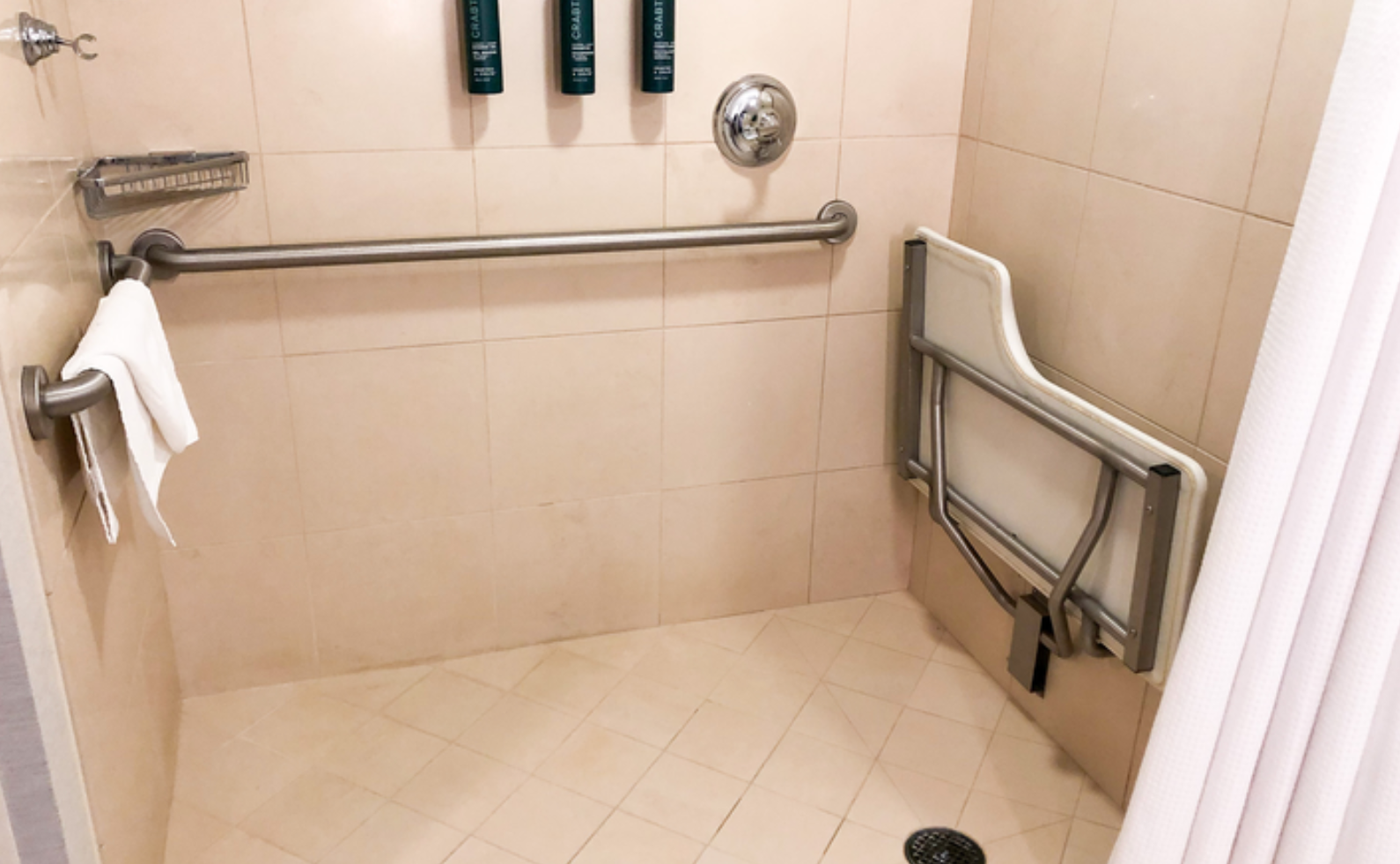 Roll-in shower at Hilton Portland Downtown