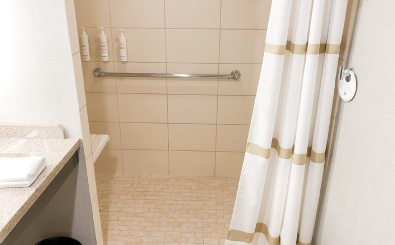 Roll-in shower at Portland Marriott Downtown Waterfront Hotel