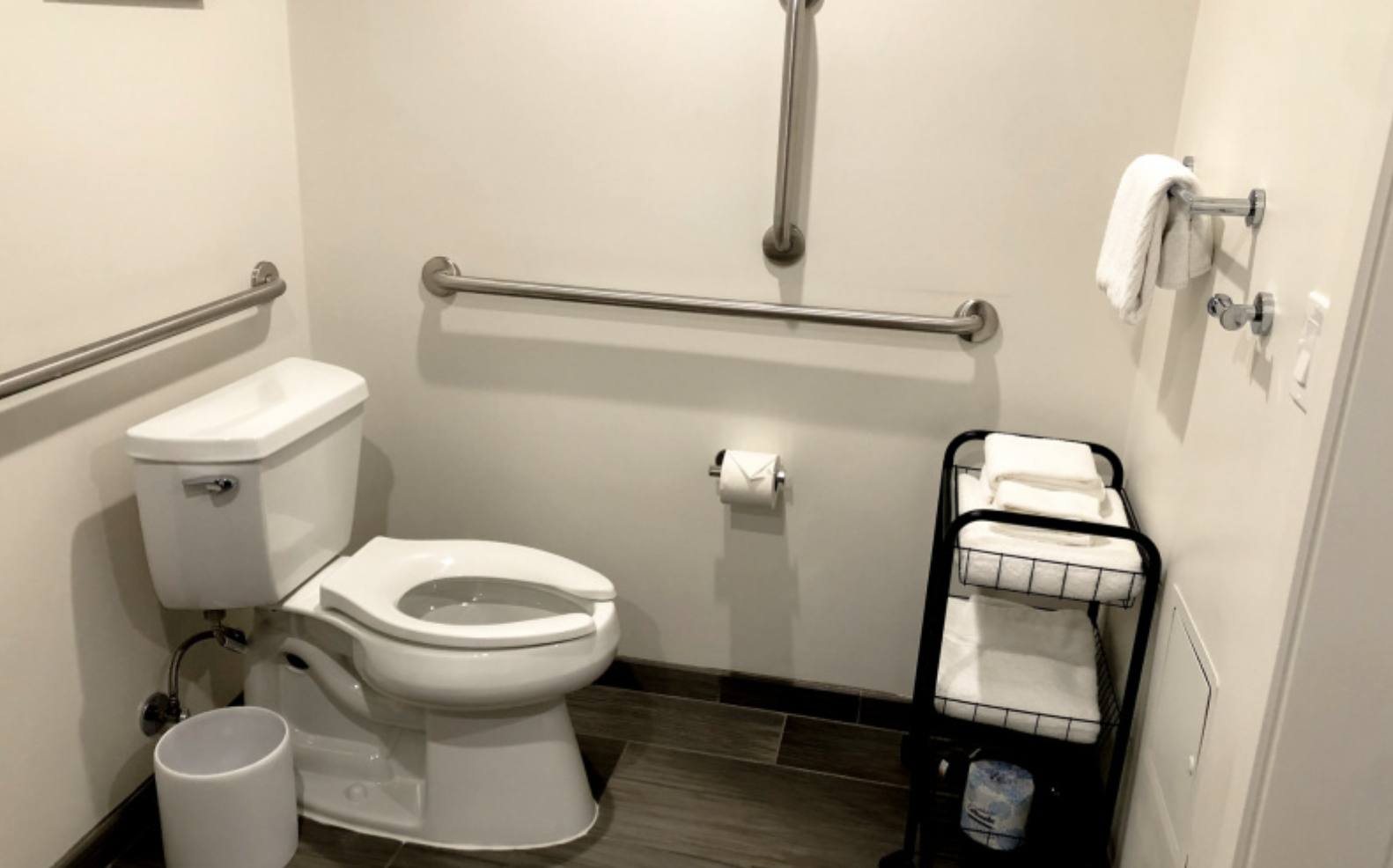 Toilet with grab bars at Bidwell Marriot Portland