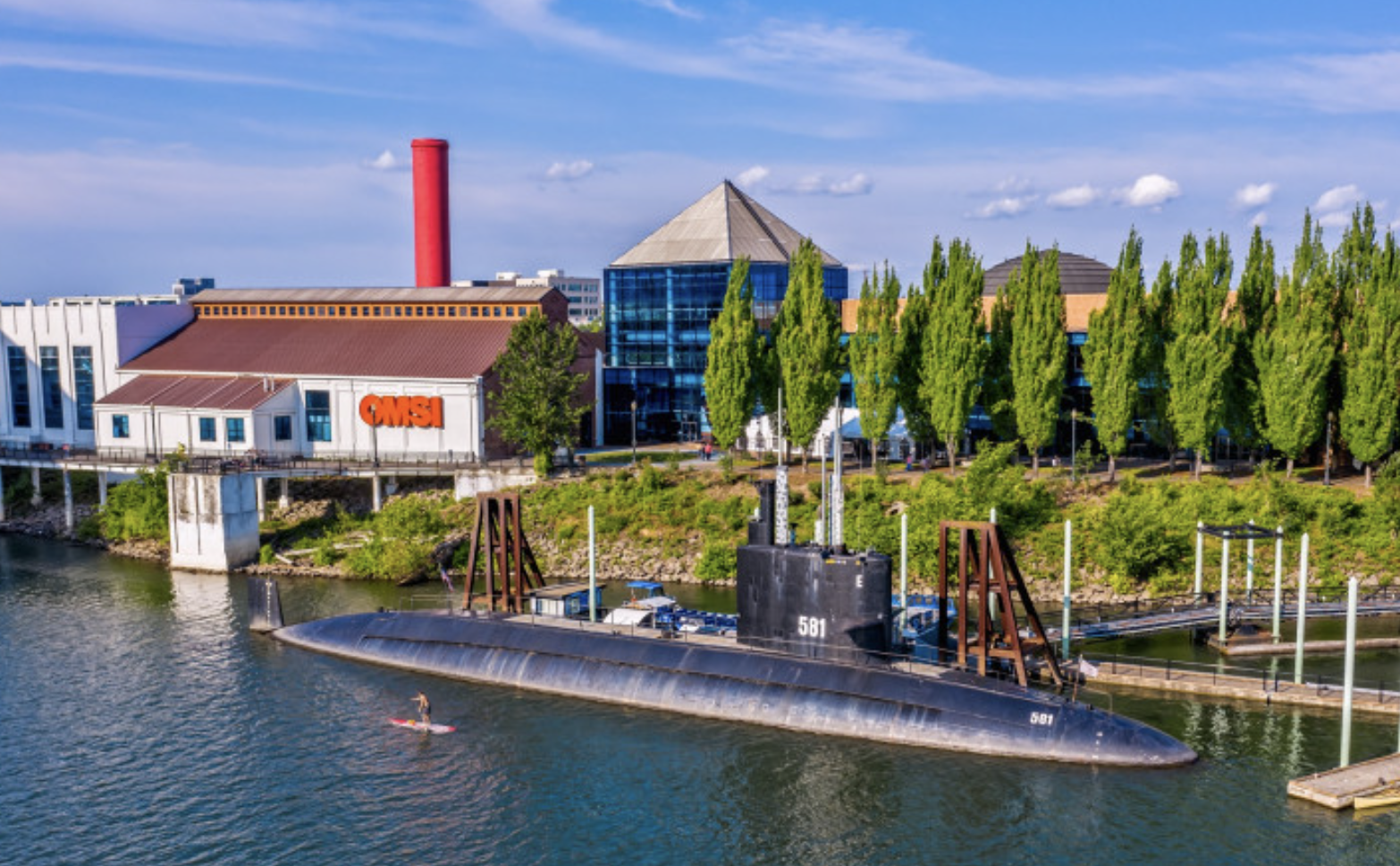 Submarine outside of Oregon Museum of Science and Industry