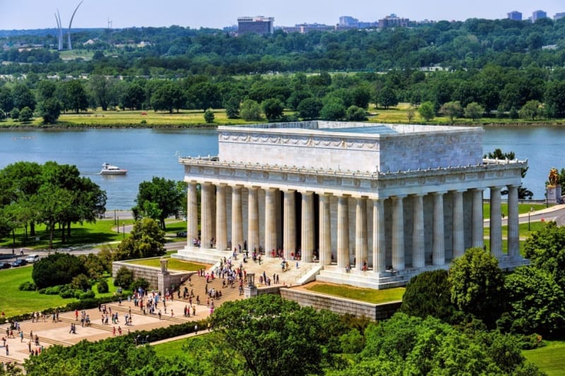 Abraham Lincoln Memorial building in National Mall in Washington DC