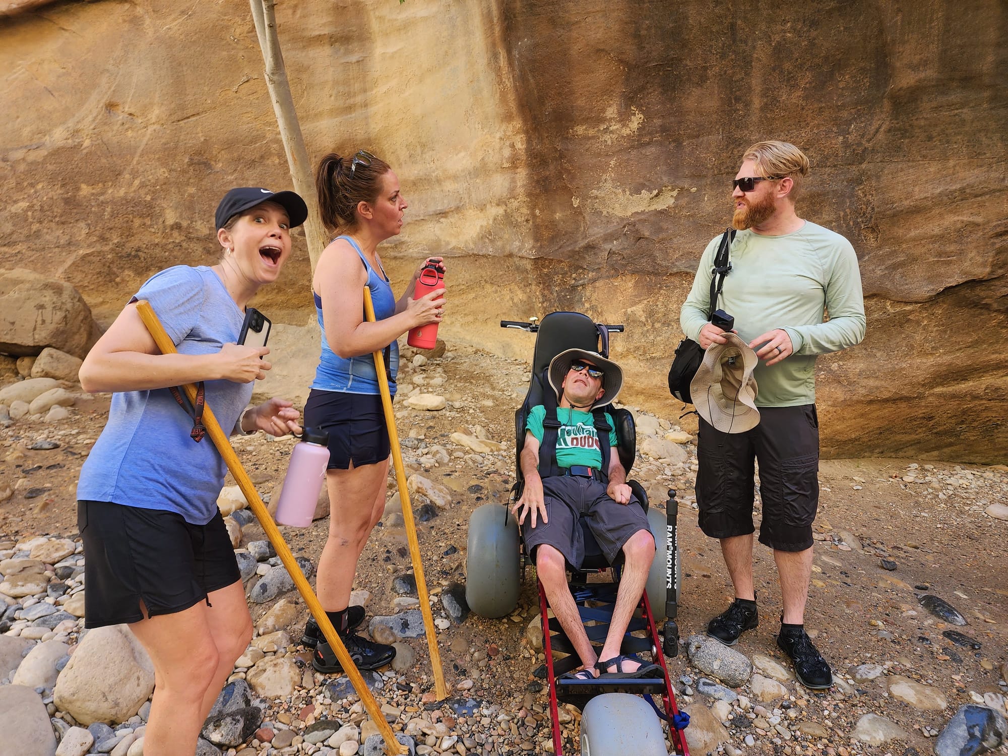 Disabled man and friends hiking Zion National Park