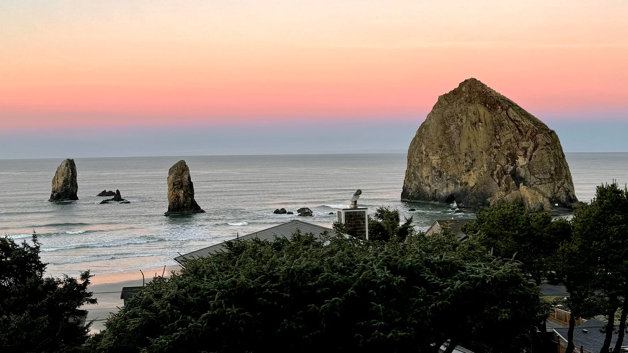 Haystack Rock during Cannon Beach sunset