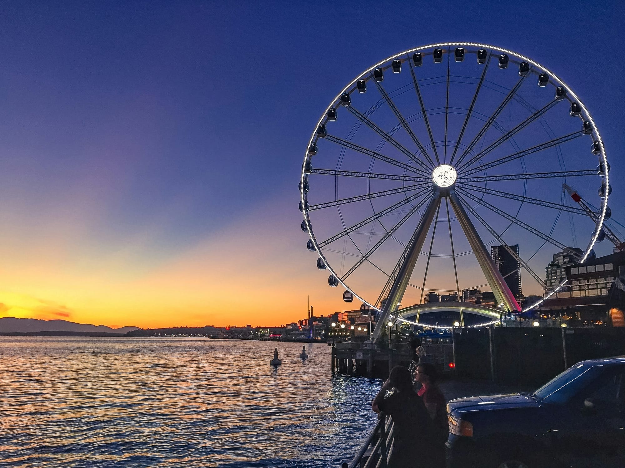 Ferris Wheel at sunset in Seattle's Waterfront