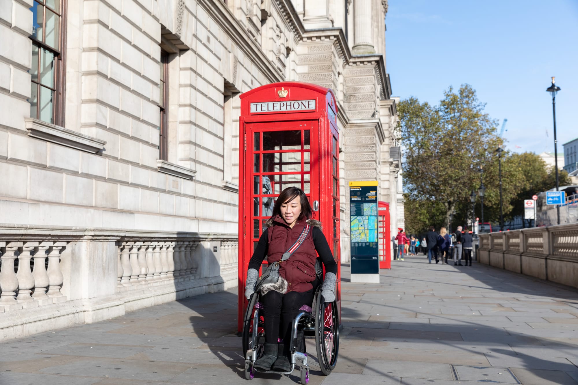 Wheelchair user exploring London, England