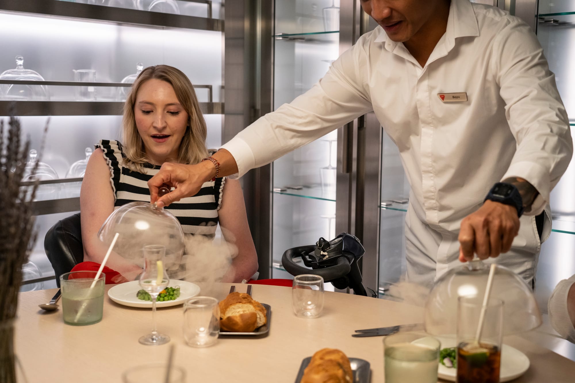 Enjoying onboard dining on Virgin Voyages